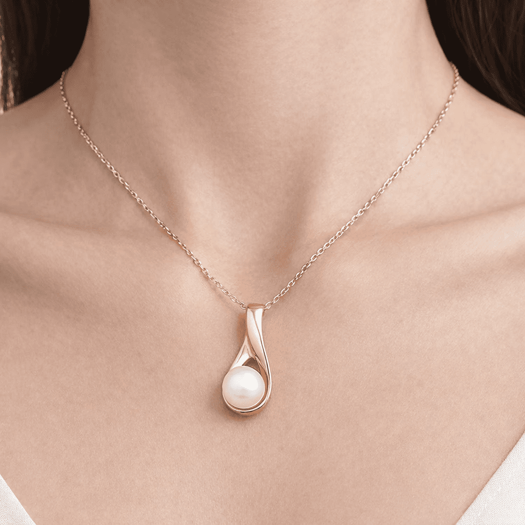 Жіночий ланцюжок з підвіскою нескінечність з перлиною GONCHAR & CO. Pearl Drop ювелірний сплав (золото 585п) 45–50 см - Зображення 2