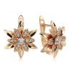 Жіночі сережки квітка з цирконами (золото 585п) англійський замок Golden Blossom GONCHAR & CO. ювелірний сплав