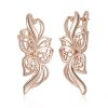 Жіночі сережки метелик ажурний (золото 585п) англійський замок Butterfly Flow GONCHAR & CO. ювелірний сплав