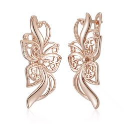 Жіночі сережки метелик ажурний (золото 585п) англійський замок Butterfly Flow GONCHAR & CO. ювелірний сплав