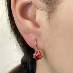 Альтернативний вигляд Жіночі сережки підвіски корона з червоним цирконом (золото 585п) французька петля Heart Crystal GONCHAR & CO. ювелірний сплав
