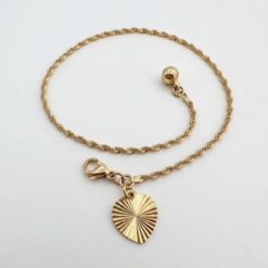 Жіночий браслет на ногу серце кулька (золото 585п) 26 см GONCHAR & CO. ювелірний сплав