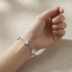 Альтернативний вигляд Жіночий браслет конюшина кераміка білий перламутр (срібло) 17–23 см GONCHAR & CO. ювелірний сплав