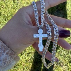 Альтернативний вигляд Ланцюжок подвійний бісмарк з хрестиком Розп’яття (срібло) 6 мм 50–60 см GONCHAR & CO. ювелірний сплав