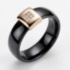 Каблучка чорна кераміка з цирконом (золото 585п) 7 мм 16–20 р Ceramic Square Shine GONCHAR & CO. ювелірний сплав