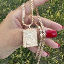 Альтернативний вигляд Ланцюжок бісмарк класичний та ладанка Ікона Божа Матір (золото 585п) 4 мм 50–60 см GONCHAR & CO. ювелірний сплав