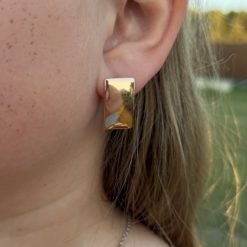 Альтернативний вигляд Жіночі сережки пластини гладкі (золото 585п) англійський замок Plate Classic GONCHAR & CO. ювелірний сплав